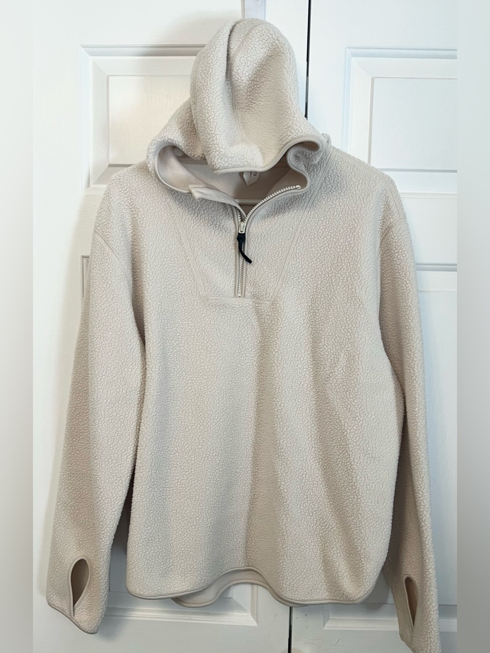 Womens Cozy Teddy Fleece Hooded Half-Zip Pullover